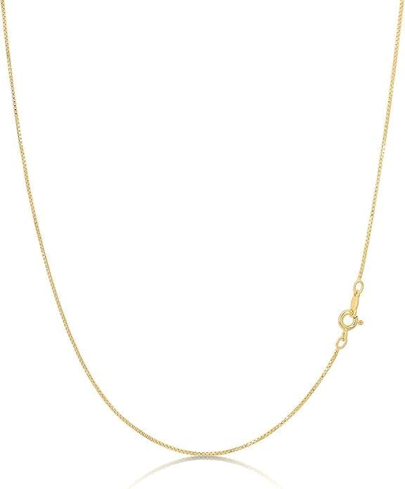 Italian 10k Solid Yellow Gold Mirror Box Chain  Spring Ring Clasp