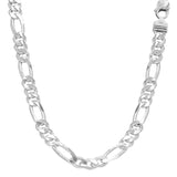 Italian 925 Sterling Silver 7 MM Solid Figaro Chain Necklace (24gm-30.6gm)
