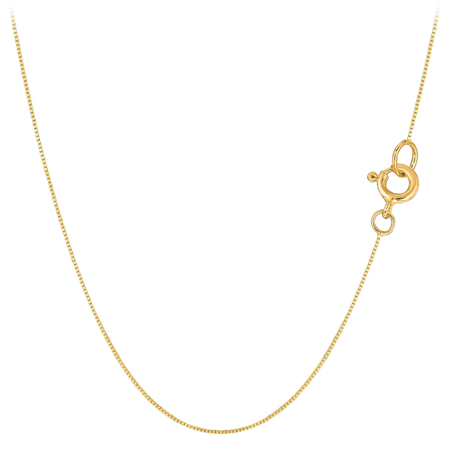 Italian 10k Solid Yellow Gold Mirror Box Chain  Spring Ring Clasp