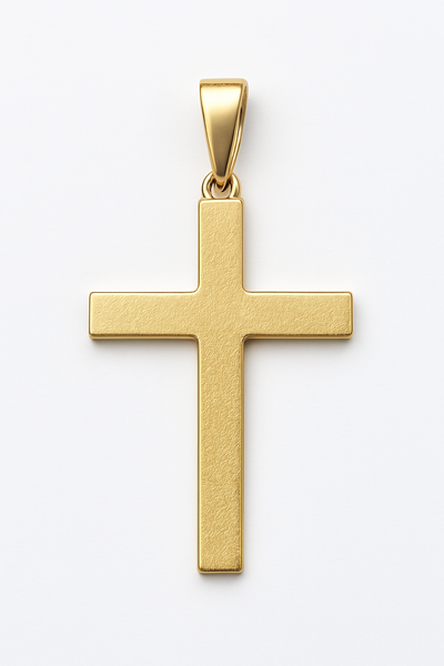 Colgante de cruz de oro amarillo macizo de 10 quilates con corte de diamante, 1,6 g (largo: 2,8 cm)