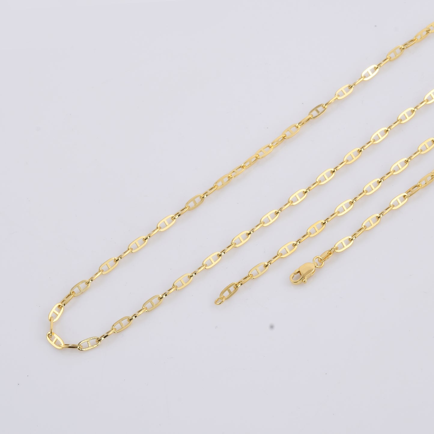 18k REAL Yellow Gold 20" 2.5 MM Paperclip Mariner Chain Necklace 4.8 gm