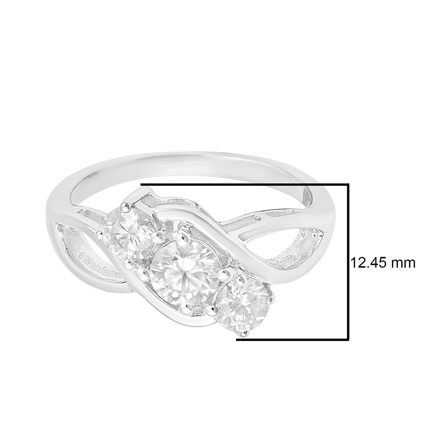 Nova Brilliance D VVS1 Lab Created Moissanite Trilogy Ring 1.25ct in 925 Sterling Silver