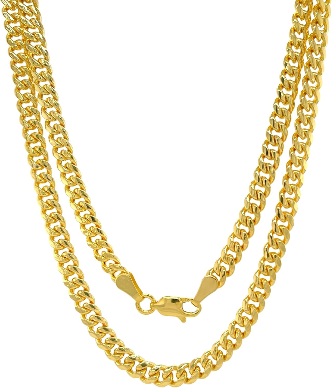 Italian 10k Real Yellow Gold Solid 5mm Curb Chain Necklace (22"-24")