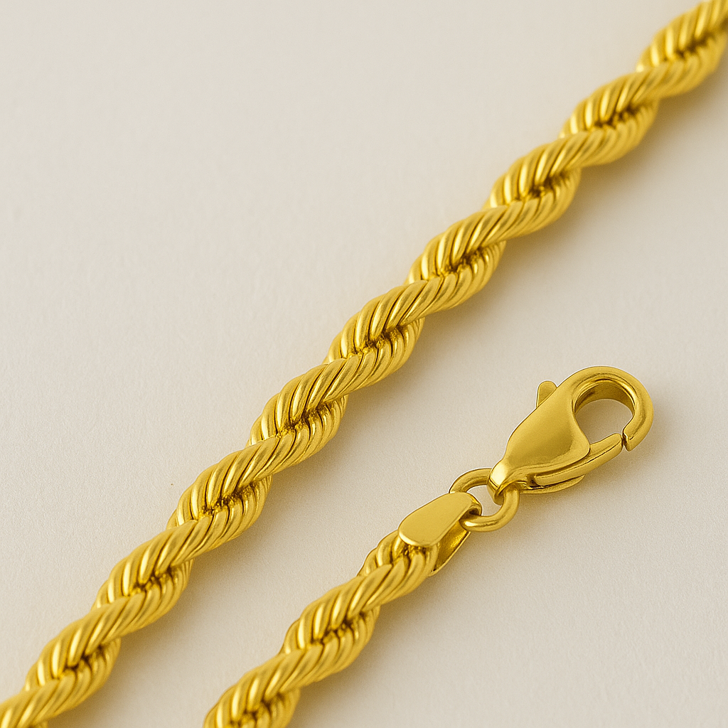 10k Real Solid Yellow Gold 3.5MM Diamond Cut Rope Bracelet