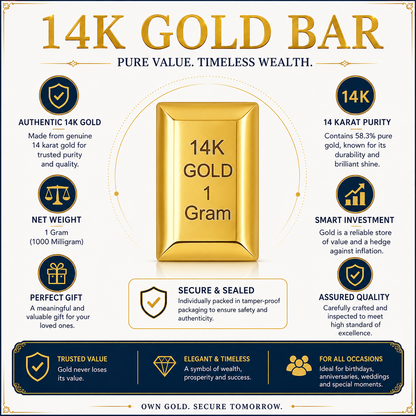 Authentic 14K Gold Bar – Wealth Gift & Investment Collectible