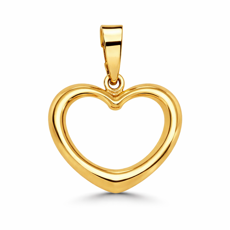 Italian 14K Yellow Gold Open Heart Pendant