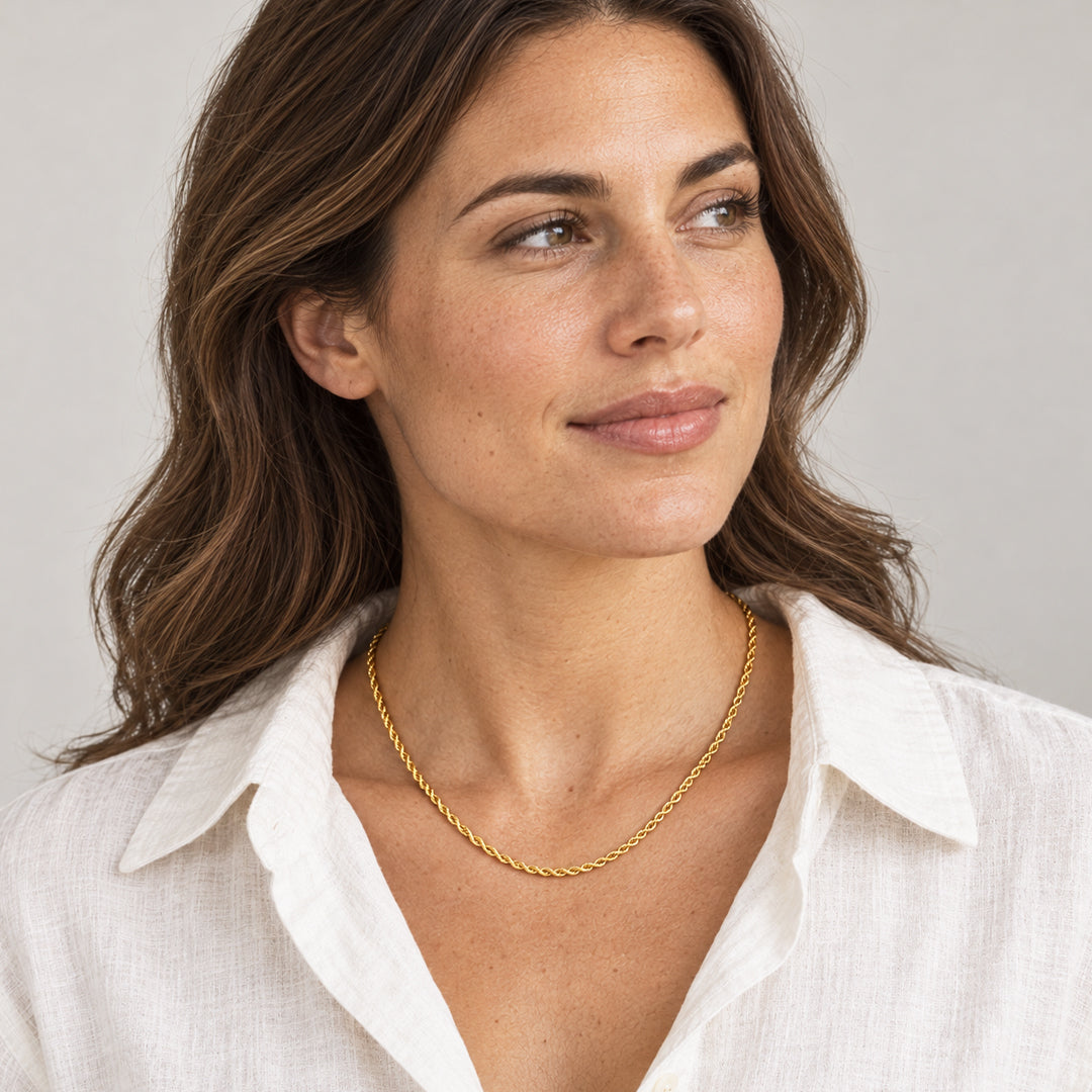 Italian 14K Solid Yellow Real Gold  4.5mm to 4.8 mm  Diamond Cut Rope Chain Necklace (18"-24") 18 inch and 22 inch 4.8 mm and 24 inch 4.5 mm