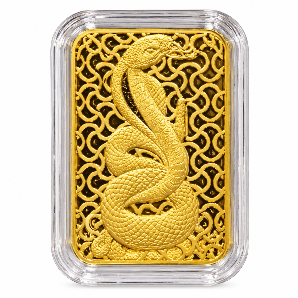 24K pure gold Year of the Snake zodiac bar, 10mg .999 fine gold, in a protective capsule
