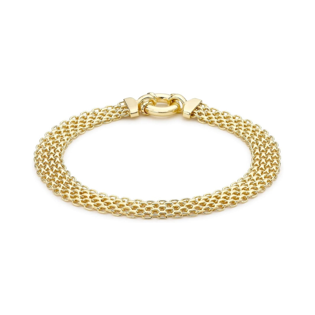 Elegant  Italian 14k Gold-Plated Sterling Silver Bismark Bracelet - in 7.5 Inches (10.5gm-11gm)