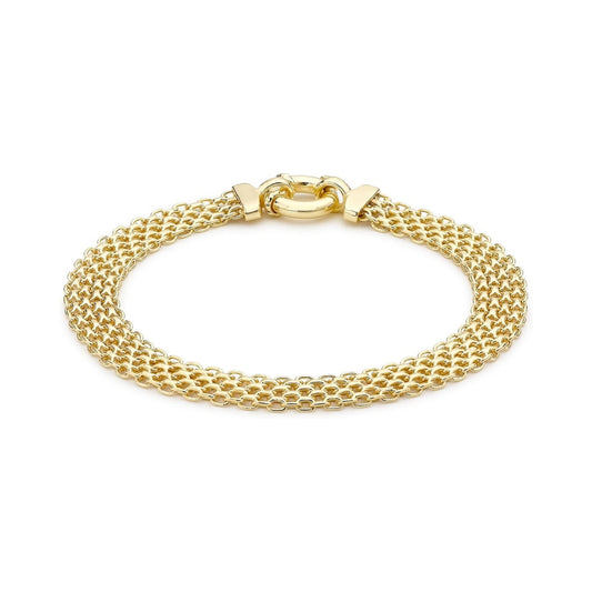 Elegant  Italian 14k Gold-Plated Sterling Silver Bismark Bracelet - in 7.5 Inches (10.5gm-11gm)