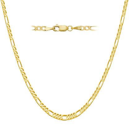 Italian 14K REAL Yellow Gold 3.5MM Figaro Chain ( 3.4gm-4.5gm)