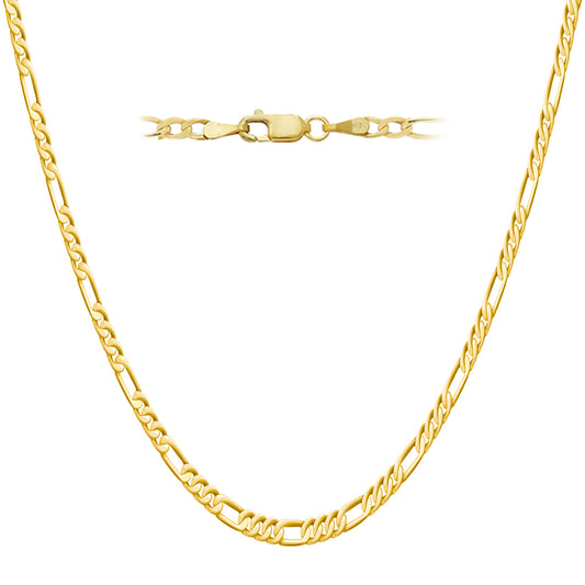 Italian 14K REAL Gold 3.5MM Figaro Chain ( 3.4gm-4.5gm)