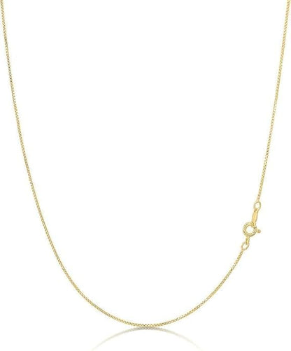 Italian 14k Real 100% Solid Yellow Gold  0.6mm Box Chain Necklace 20 Inches