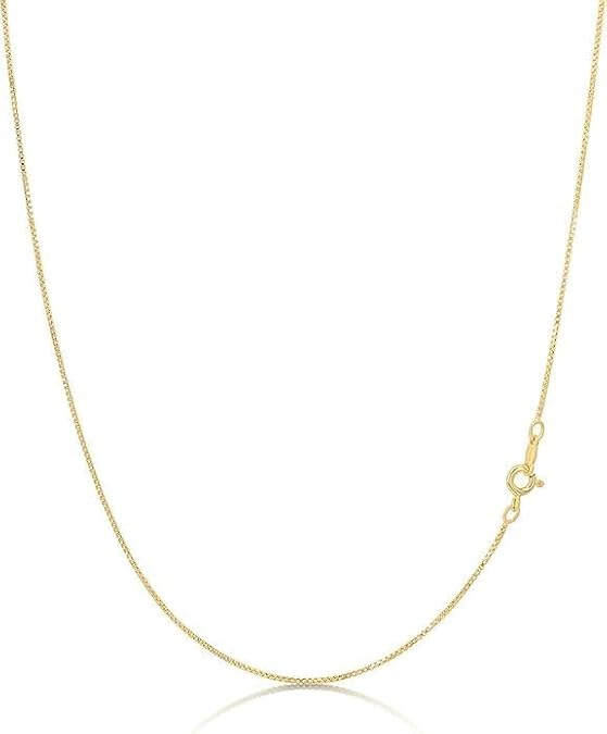 Italian 14k Real 100% Solid Yellow Gold  1.25mm Box Chain Necklace 18"-20" Inches