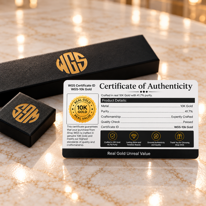Shop WGS 10K gold Certificate of Authenticity, 41.7% purity, with WGS gift boxes