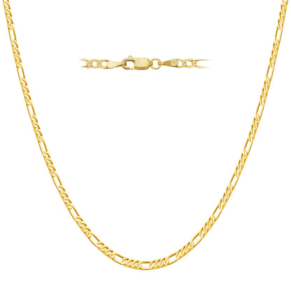 Cadena Figaro Classic italiana de oro amarillo macizo auténtico de 10 quilates, 20", 3 mm, 6,8 g
