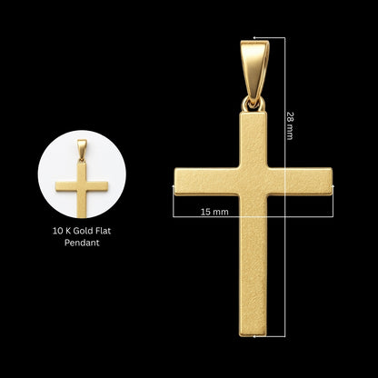 10K Italian Yellow Gold Flat Cross Pendant