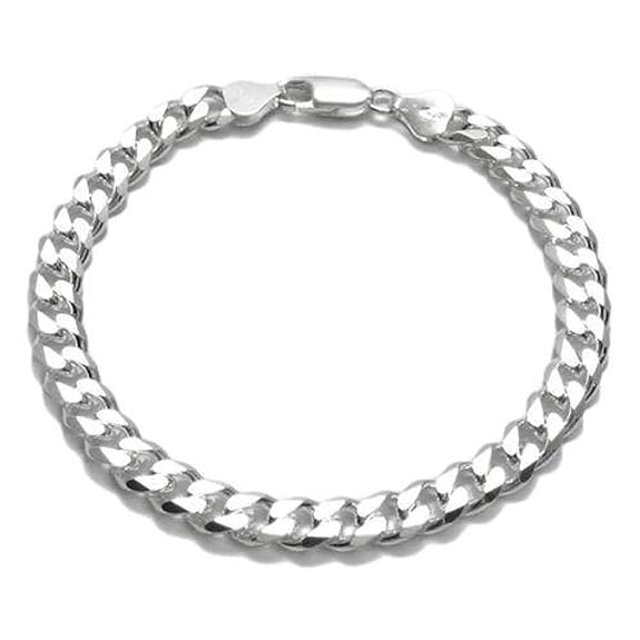 Pulsera de cadena cubana Miami maciza de 7 mm en plata de ley 925 italiana (7-7,8 g) 