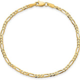 14K REAL Gold Figaro 3.5mm Bracelet (7inch-8Inch)