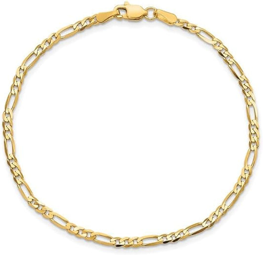 14K REAL Gold Figaro 3.5mm Bracelet (7inch-8Inch)