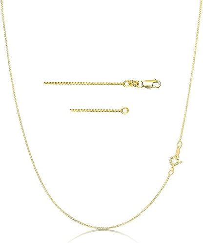 Italian 14k Real 100% Solid Yellow Gold  1.25mm Box Chain Necklace 18"-20" Inches