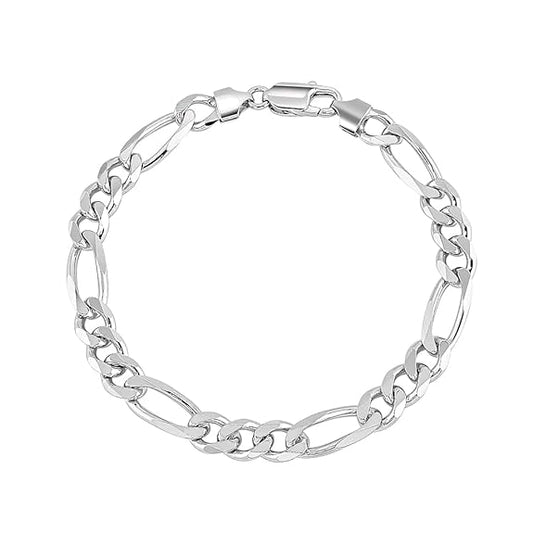 Pulsera Figaro Sólida de Plata de Ley 925 (8-9,4 g) 