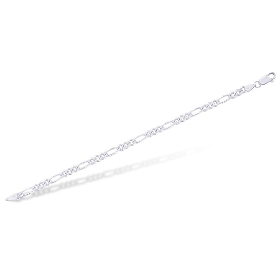 925 Sterling Silver Figaro Solid Bracelet (8gm-9.4gm)