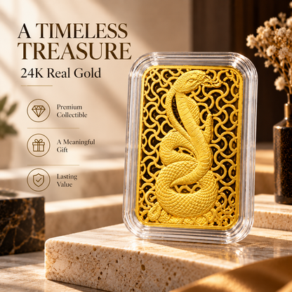 Year of the Snake 24K fine gold piece in a gift presentation
