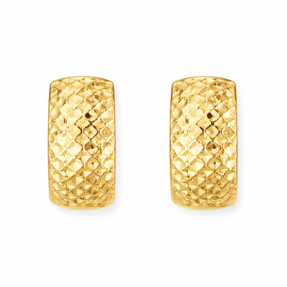 Italian 14K Yellow Gold Wide Huggie Hoop Earrings