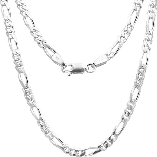 Italian 925 Sterling Silver 7 MM Solid Figaro Chain Necklace (24gm-30.6gm)