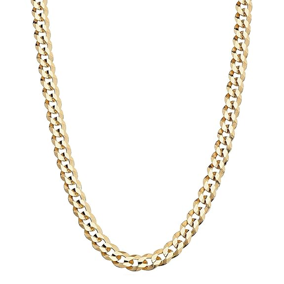 Collar de cadena cubana Miami maciza bañada en oro amarillo de 14 quilates en plata de ley (16,6-21 g) 
