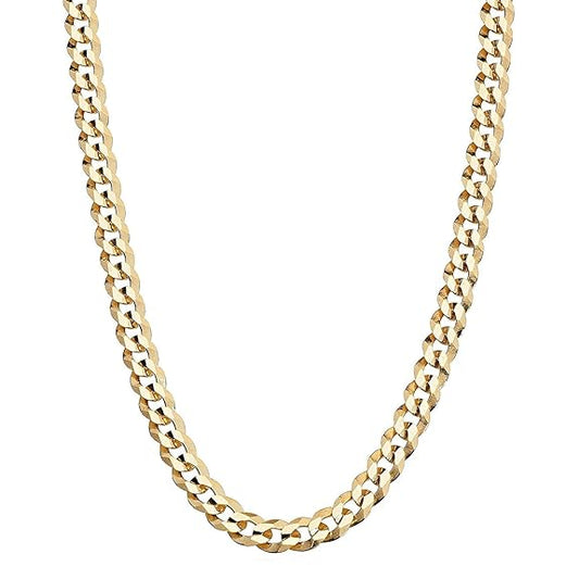 Italian 14K Yellow Gold Plated Solid Miami Cuban Chain Necklace in Sterling Silver 20 Inches 16.6gm