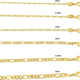 Italian 10K REAL Solid Yellow Gold 20" Figaro Classic 3 MM Chain Necklace 6.8gm