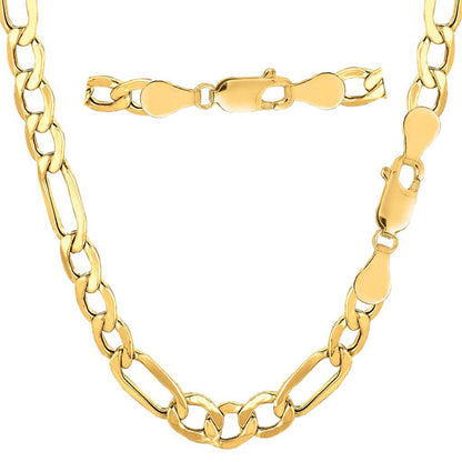 Italian 14k Real Solid Yellow Gold 6.5 mm Figaro Chain Necklace (22"-30")