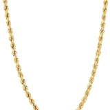 Italian 10k REAL Solid Yellow Gold 22 Inch 4mm Diamond Cut Rope Chain Necklace 6.4gm