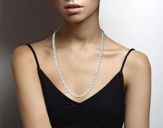 Collar de cadena cubana Miami maciza de plata esterlina italiana (16,1-19 g) 
