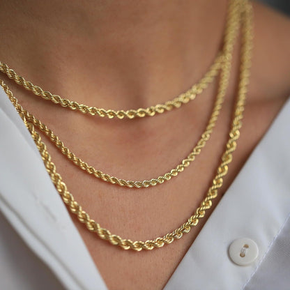 Italian 14k REAL Solid Yellow Gold  3.5mm Diamond Cut Rope Chain Necklace (18"-30")