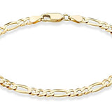 14K Real Yellow Gold Figaro Bracelet - 5mm, 8 Inch, 3.8g