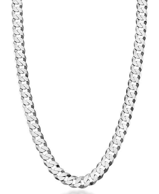 Collar de cadena cubana Miami maciza de plata esterlina italiana (16,1-19 g) 