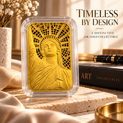 Statue of Liberty 24K fine gold piece in a gift presentation