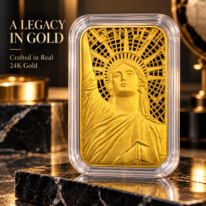 Statue of Liberty 24K fine gold piece, 10mg, styled display
