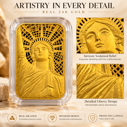 Close-up of Statue of Liberty 24K gold piece design details
