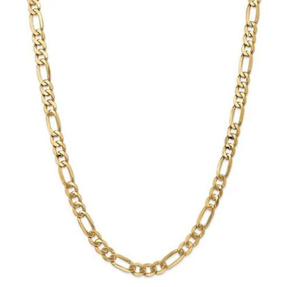 Italian 14k Real Solid Yellow Gold 6.5 mm Figaro Chain Necklace (22"-30")