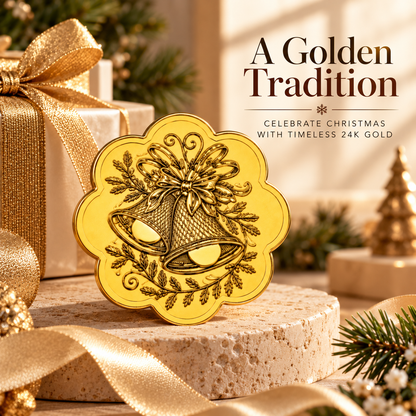 Merry Christmas 24K fine gold coin in a holiday gift presentation