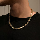Italian 14K Yellow Gold Plated Solid Miami Cuban Chain Necklace in Sterling Silver (16.6gm-21gm)