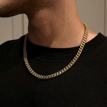 Italian 14K Yellow Gold Plated Sterling Silver Solid Miami Cuban Chain 6mm Necklace 24 Inches 19.5gm