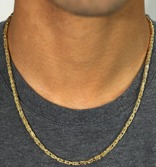 Italian Byzantine Link Necklace, 14K Gold Plated in Sterling Silver, 32.20 Gram  (20 Inch)