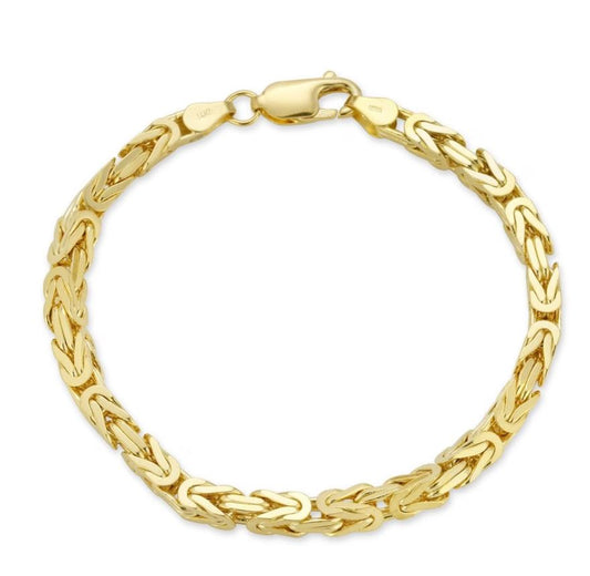 Italian 14K Gold Plated Sterling Silver Byzantine Link Bracelet 7.5 Inch (14-15gm)