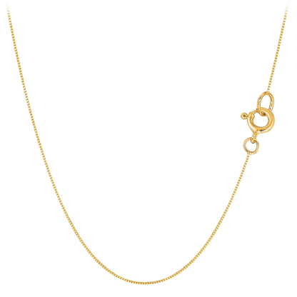 Italian 10k Solid Yellow Gold Mirror Box Chain  Spring Ring Clasp