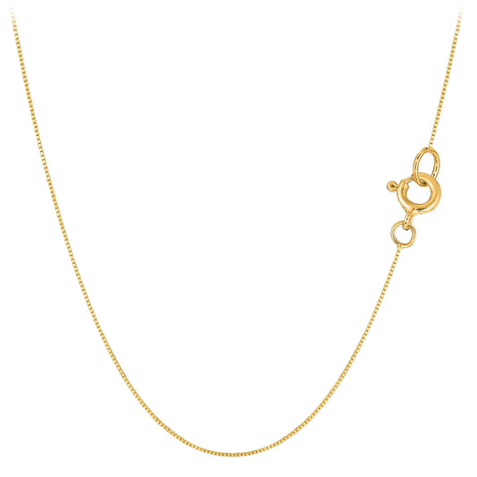 Italian 10k Solid Yellow Gold Mirror Box Chain  Spring Ring Clasp